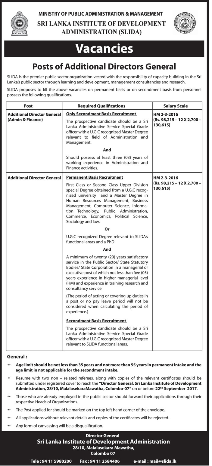 Additional Director General - Sri Lanka Institute of Development Administration